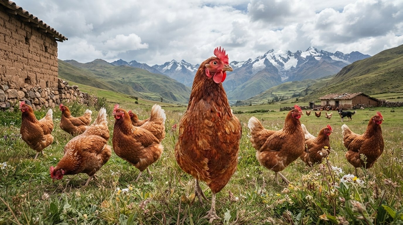 Gallinas de granja en entorno natural